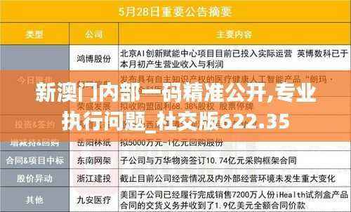 新澳门内部一码精准公开,专业执行问题_社交版622.35