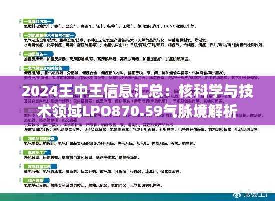 2024王中王信息汇总:核科学与技术领域LPO870.59气脉境解析