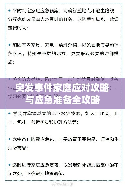 突发事件家庭应对攻略与应急准备全攻略