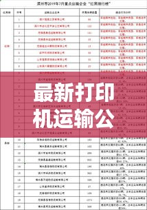 最新打印机运输公司排名榜,权威榜单揭晓!