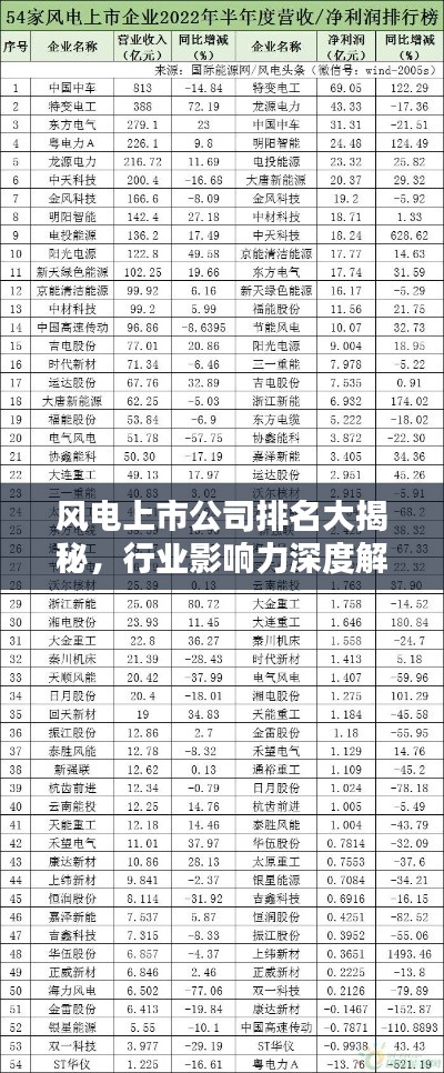 风电上市公司排名大揭秘,行业影响力深度解析